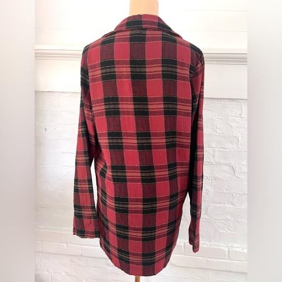 POL Red and Black Plaid Oversize Blazer Lightweight Double Breasted Long Jacket - Picture 6 of 17